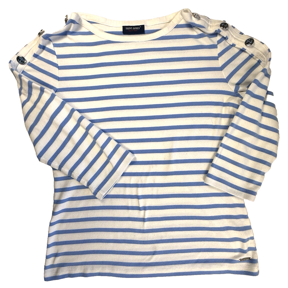 Saint James Galathee II Light Blue Stripe Breton shirt 10 Boatneck Nautical